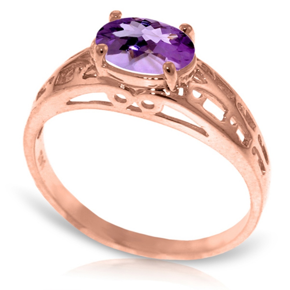 GOLD FILIGREE RING WITH NATURAL AMETHYST - Picture 1 of 7